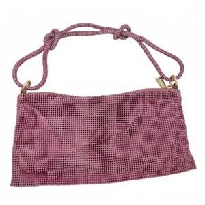 NEW 42 GOLD rhinestone evening bag in fushia
